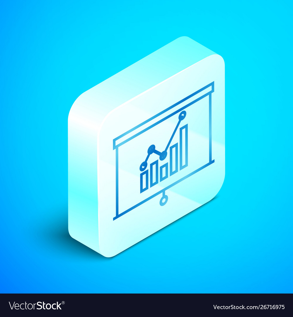 Isometric line board with graph chart icon vector image Isometric line board with graph chart icon