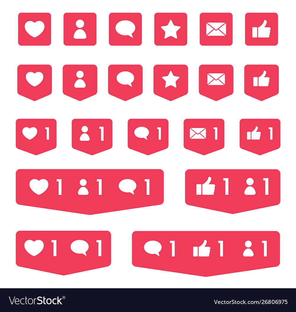 Like comment and follower icons social media vector image Like comment and follower icons social media