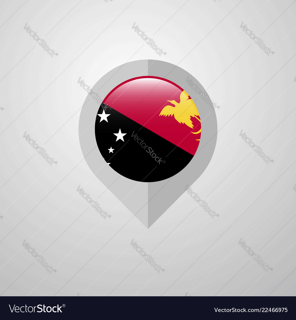 Map navigation pointer with papua new guinea flag