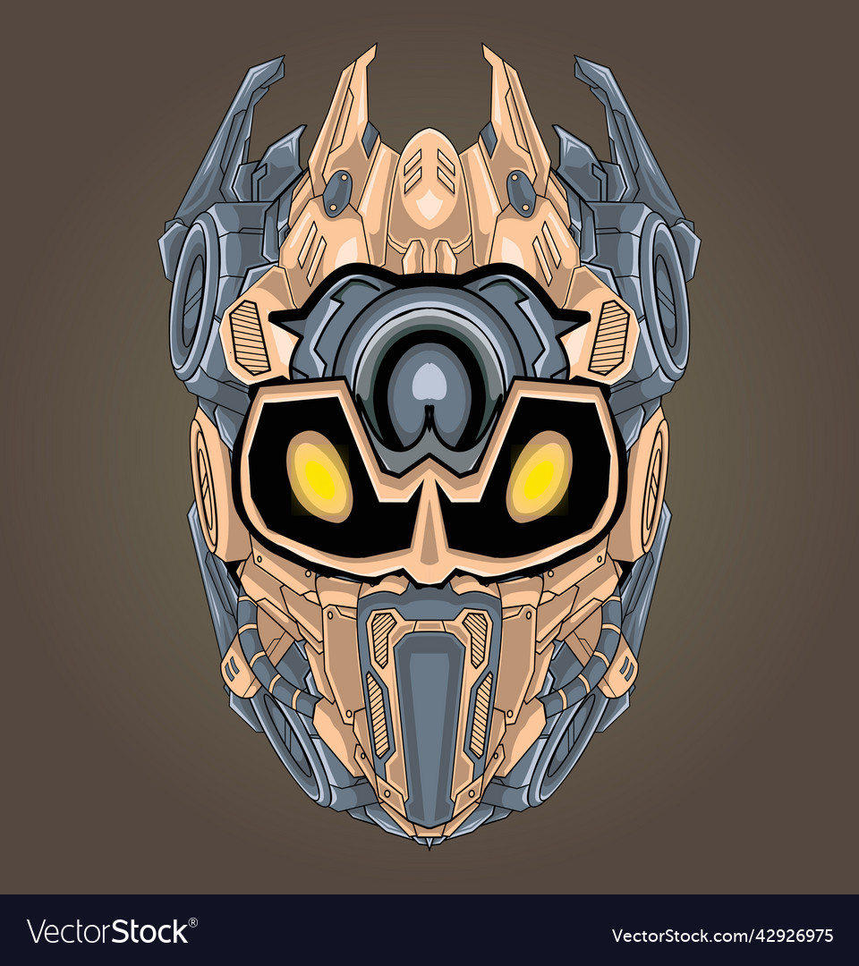 Mecha bee robot head Royalty Free Vector Image