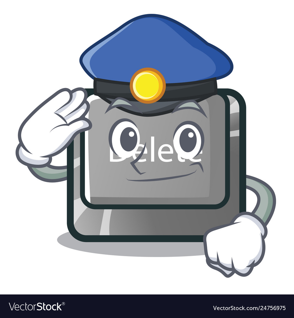 Police button delete isolated with character