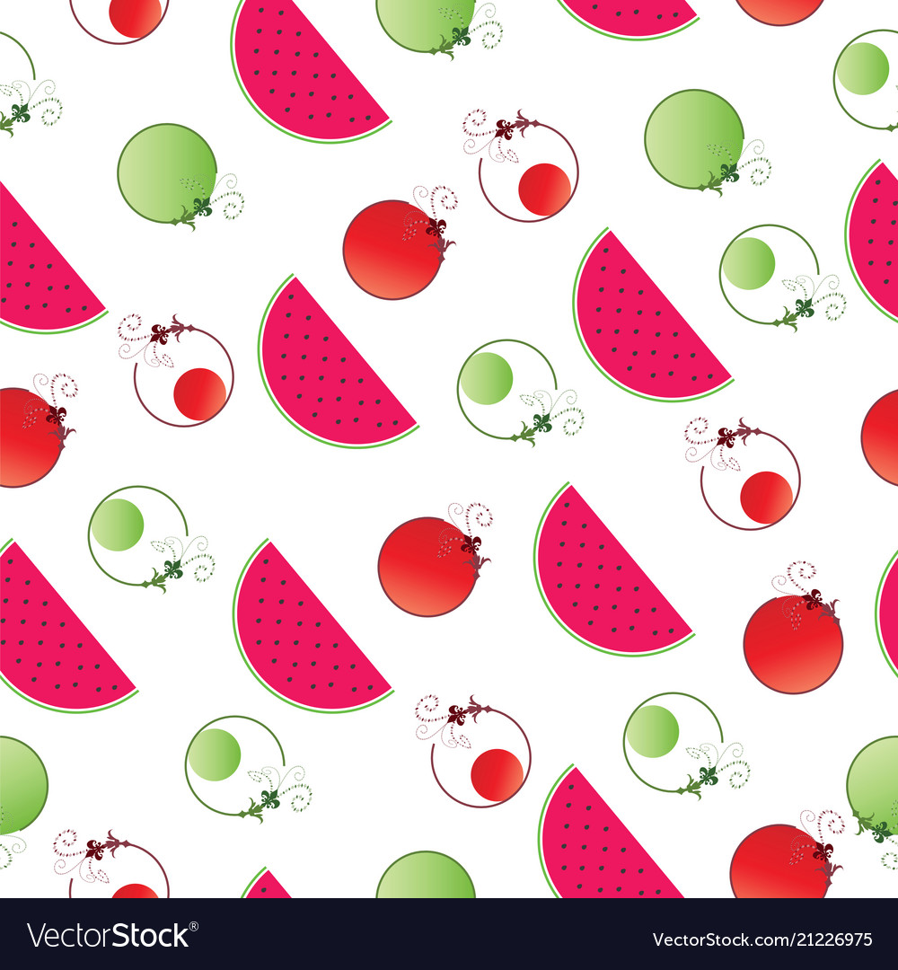 Seamless pattern with watermelon and circles