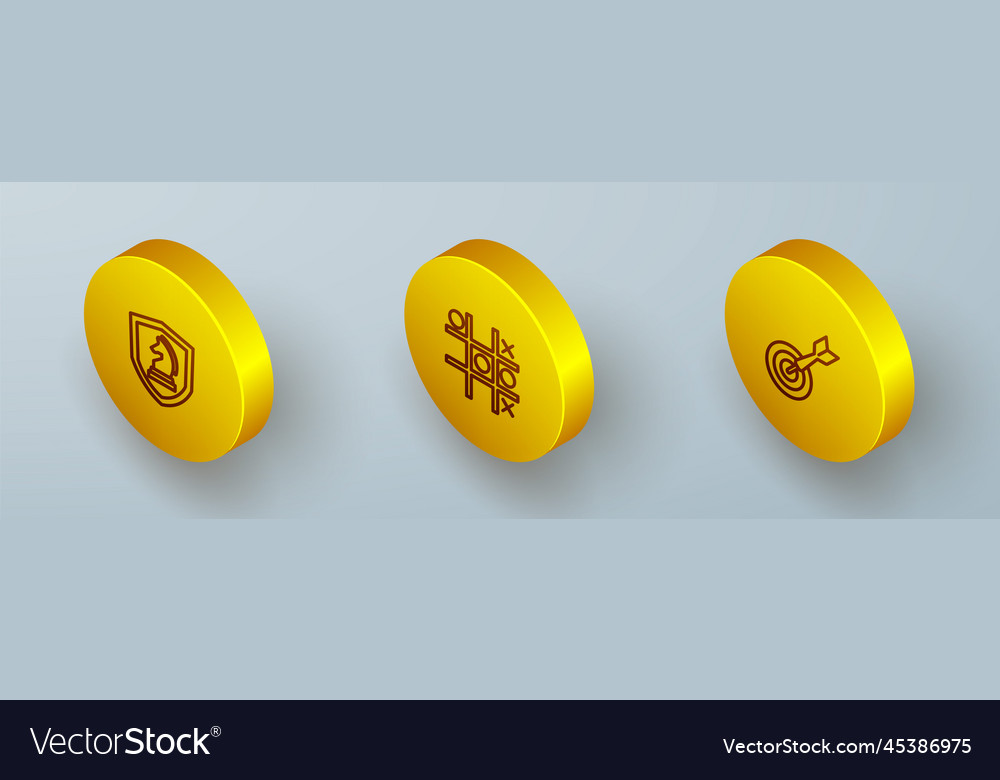 Set isometric line chess tic tac toe game vector image Set isometric line chess tic tac toe game