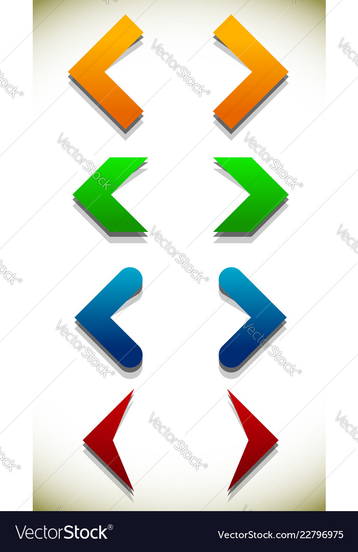 Set of colorful icons with arrows arrowheads vector image Set of colorful icons with arrows arrowheads