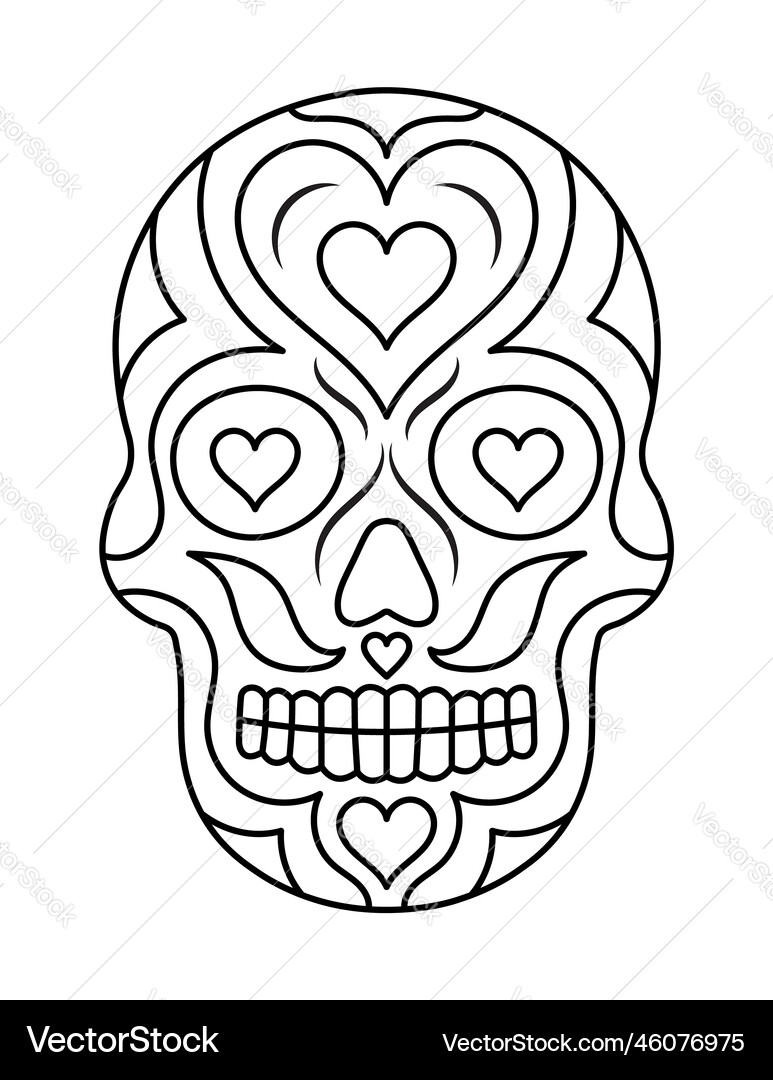 Skull coloring pages for kids Royalty Free Vector Image