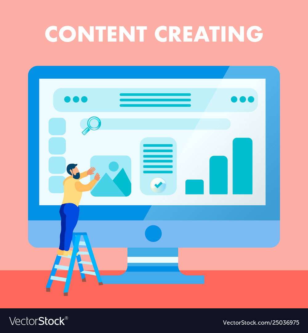 Website Content Creating Flat Social Media Banner Vector Image