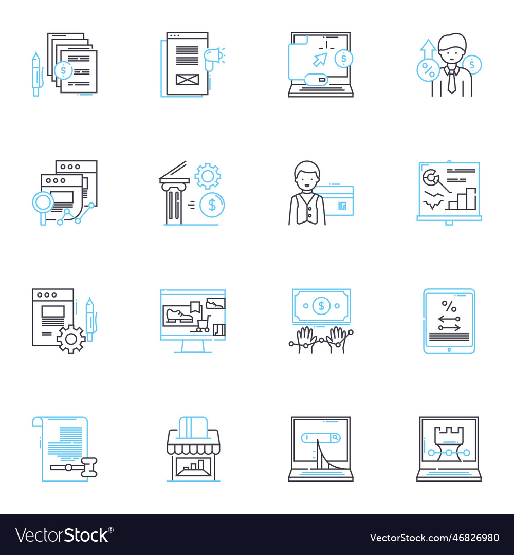 Account control linear icons set security vector image Account control linear icons set security