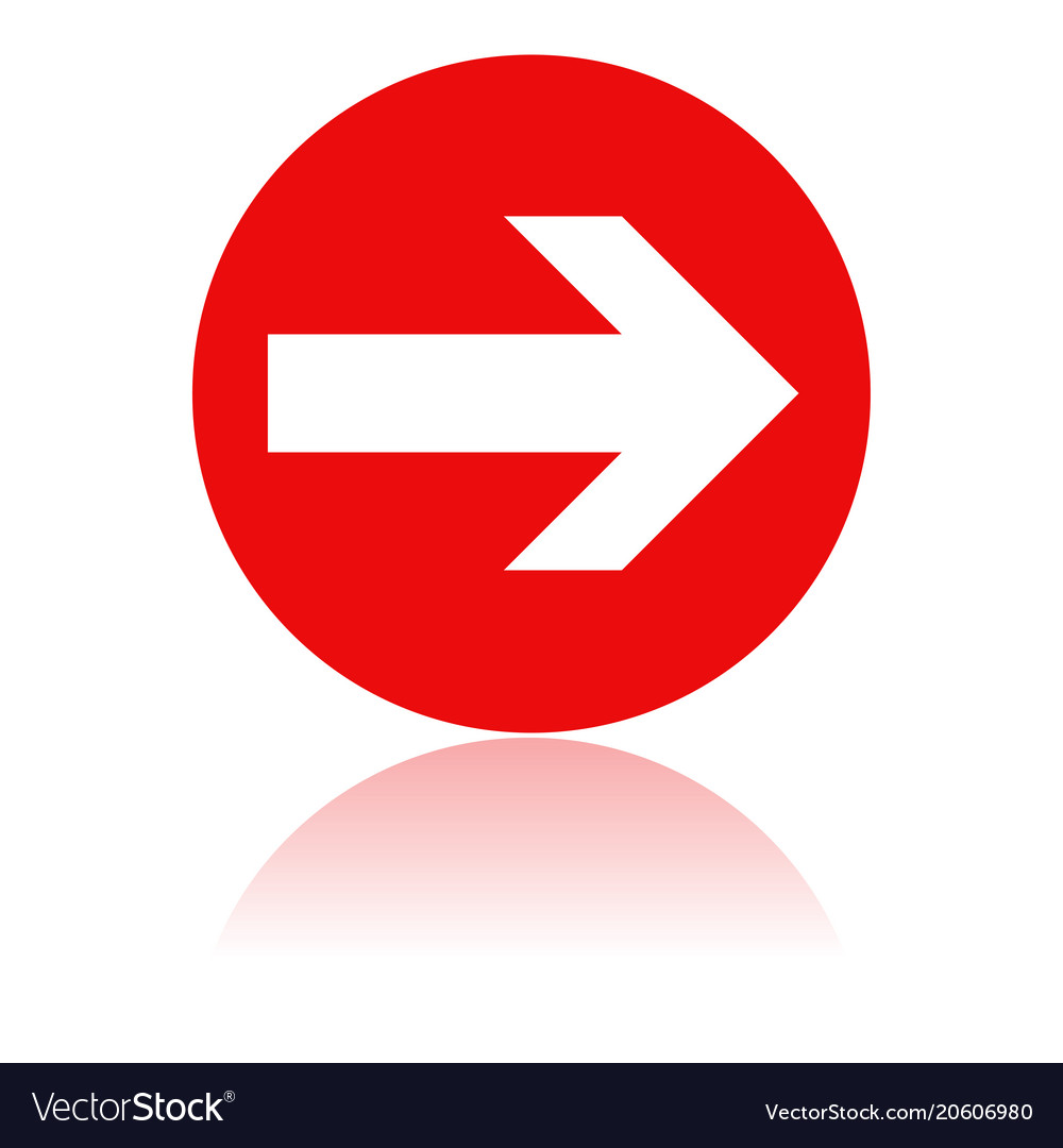 Arrow icon round red with reflection