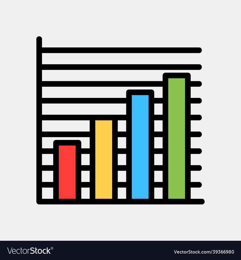Bar chart icon in filled line style for any vector image Bar chart icon in filled line style for any