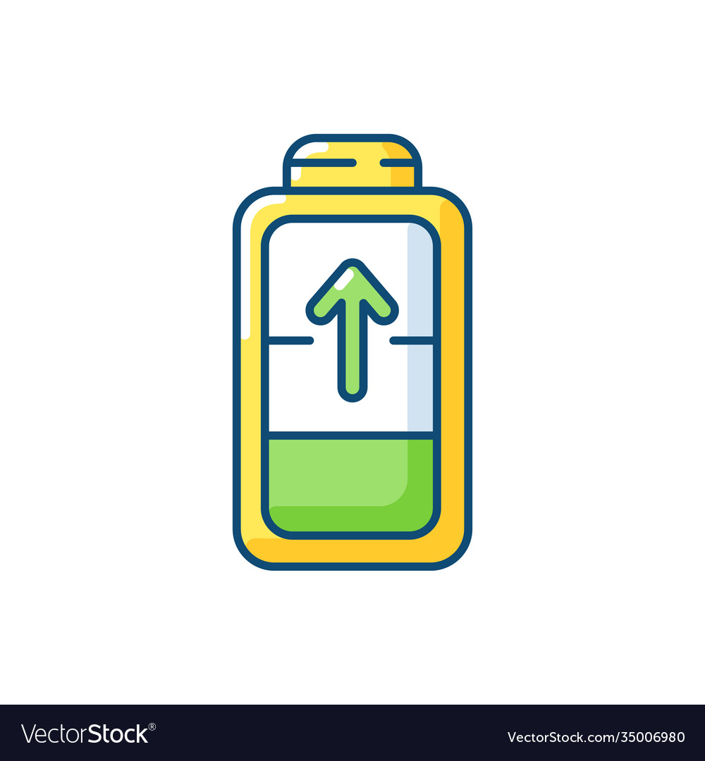 Battery charging process rgb color icon