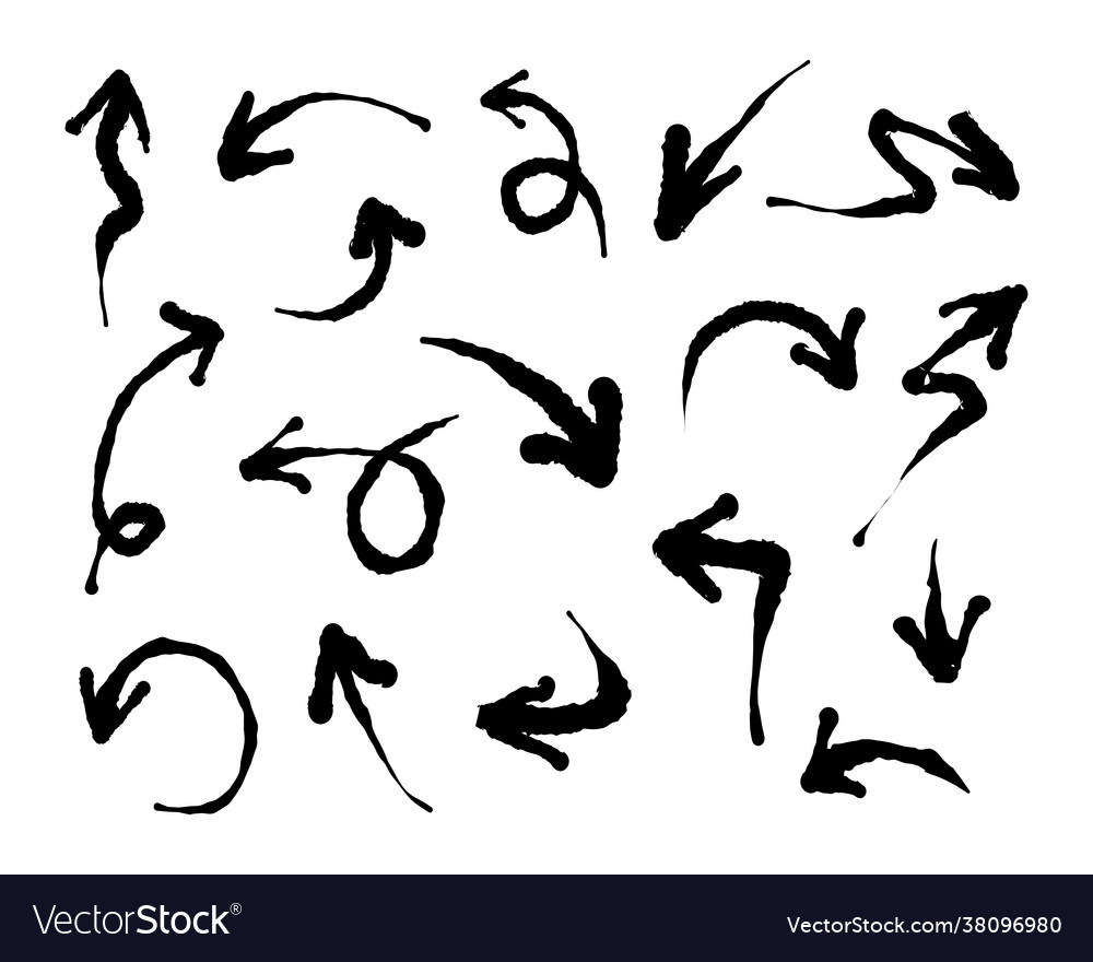 Black ink arrows set on white background arrow