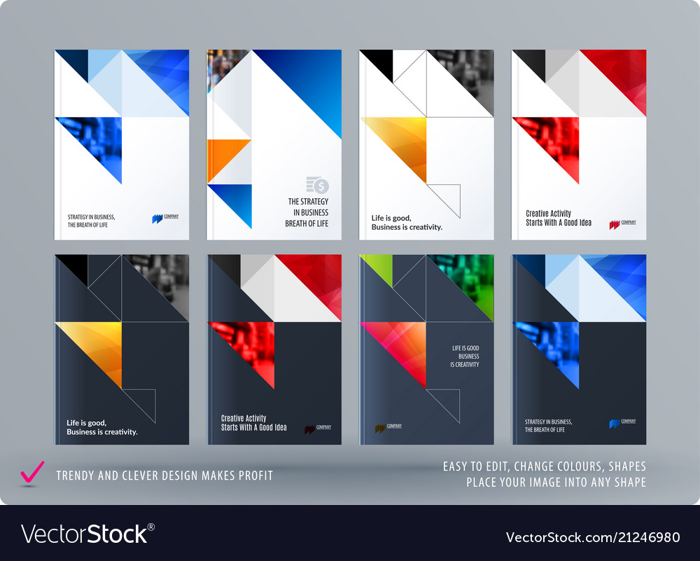 Brochure design triangular template colourful vector image Brochure design triangular template colourful