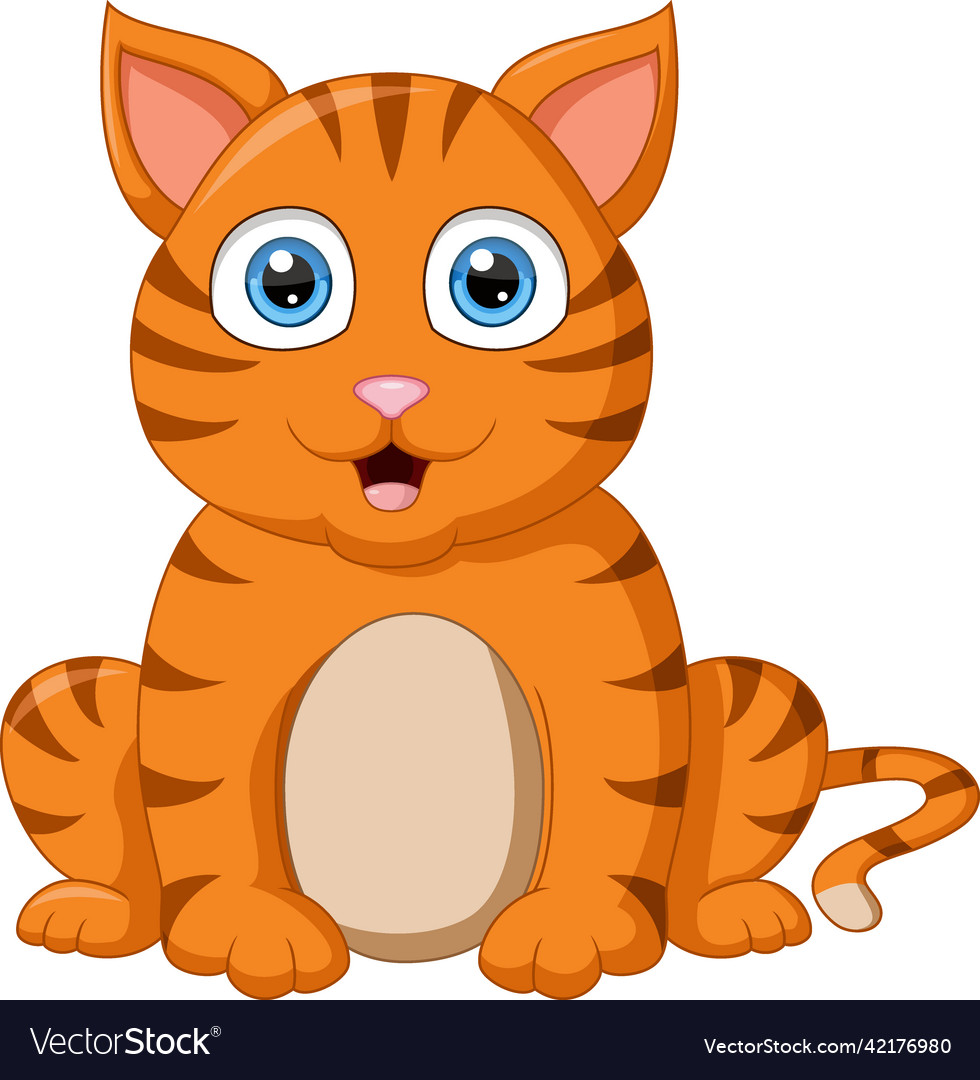 Cute cat cartoon on white background