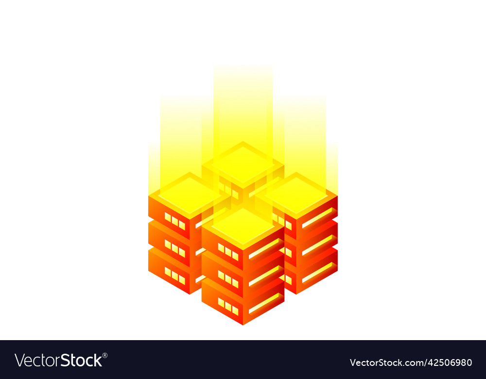 Datacenter isometric abstract 3d hosting server