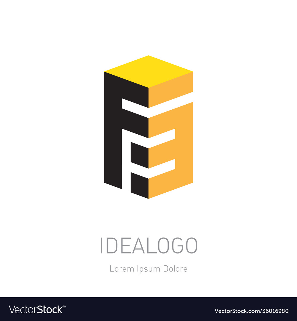 Design element or 3d icon letter f and number 3