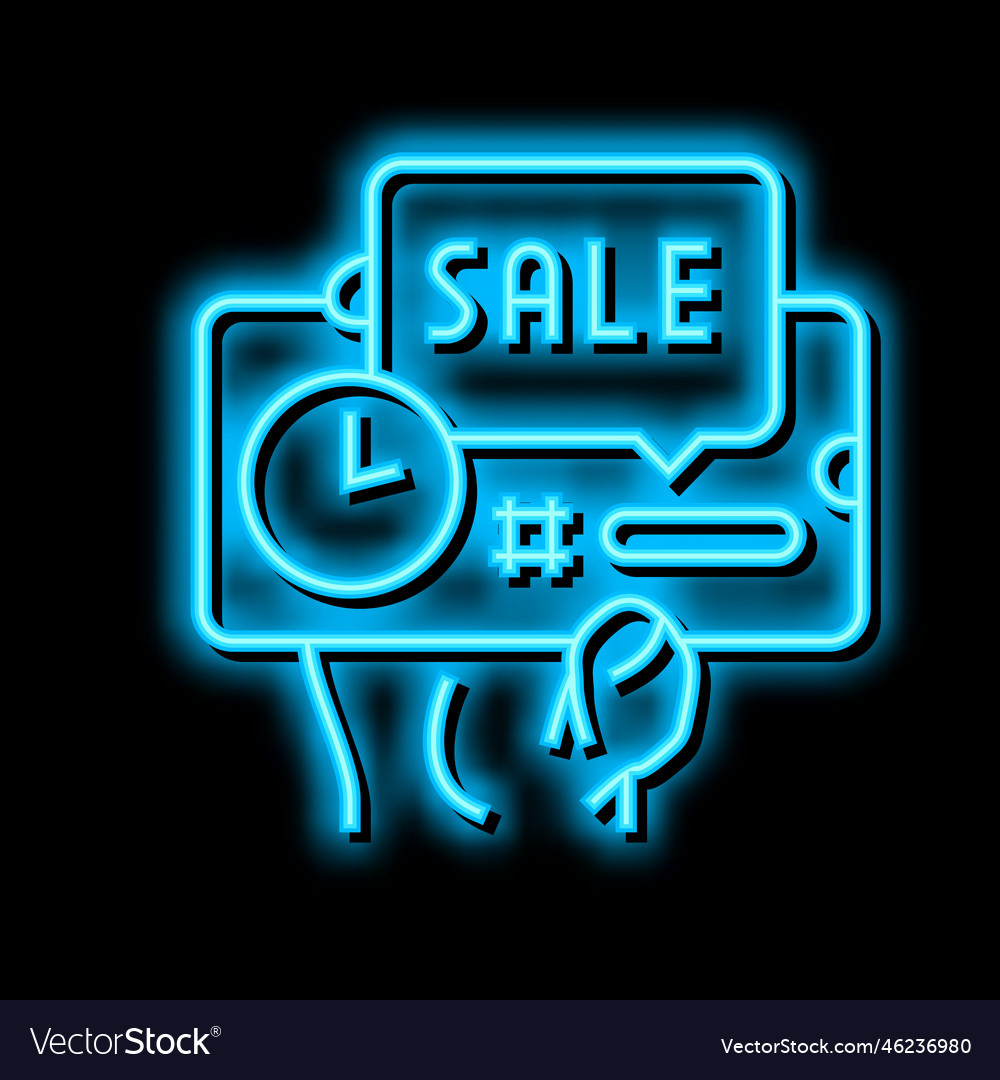 Discount sale card ephemeral neon glow icon