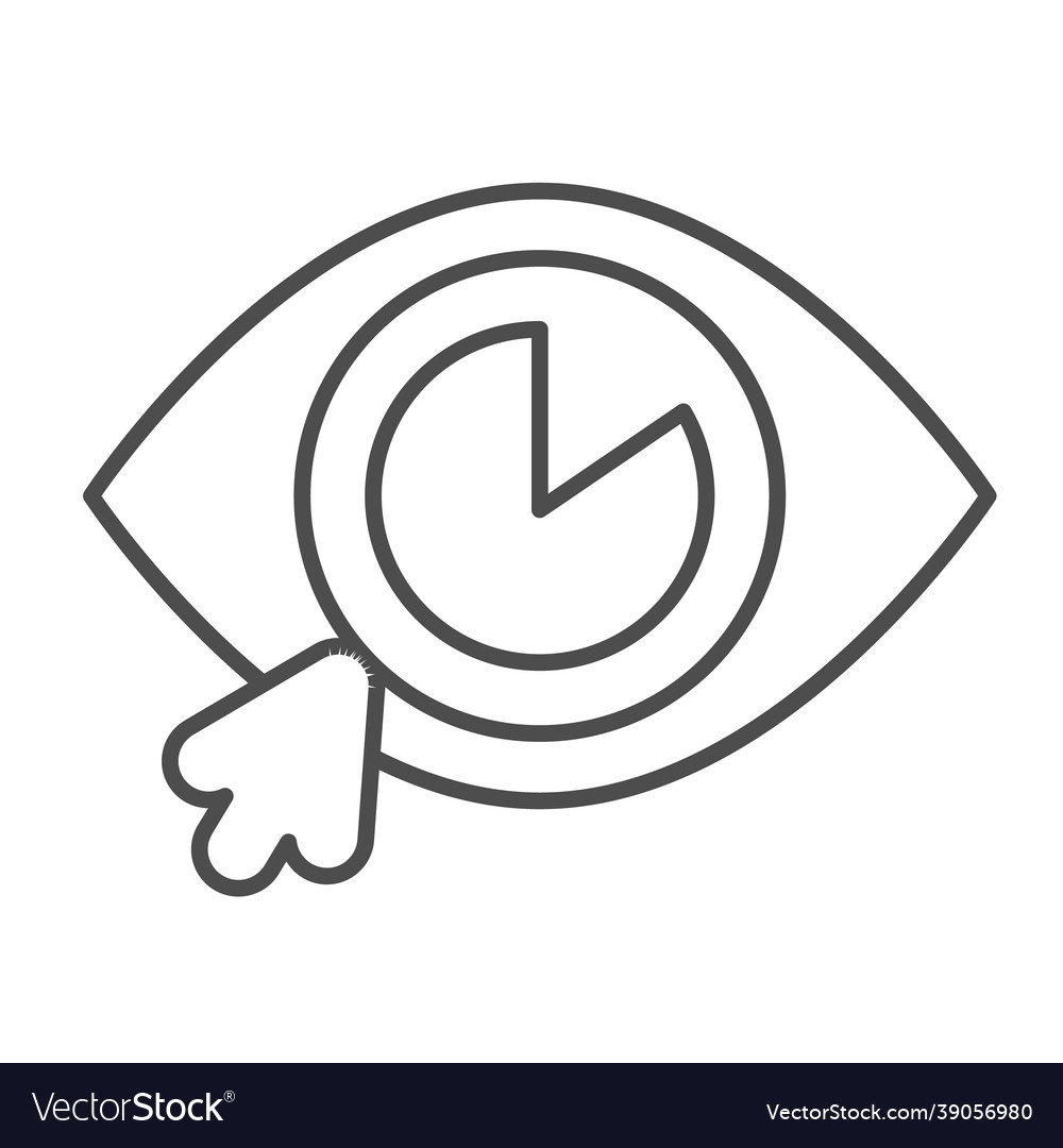 Eye and cursor pointer mouse thin line icon web vector image Eye and cursor pointer mouse thin line icon web