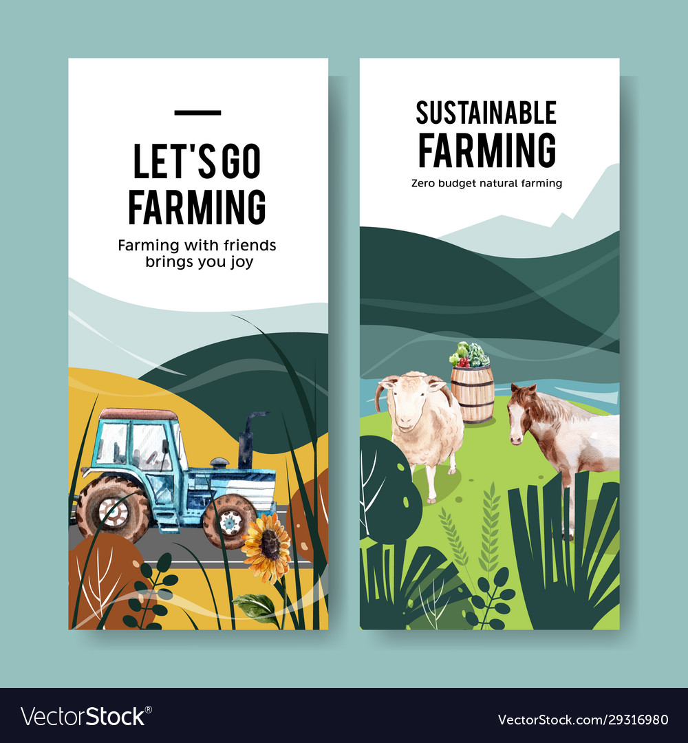 Farmer flyer design with tractors animal Vector Image