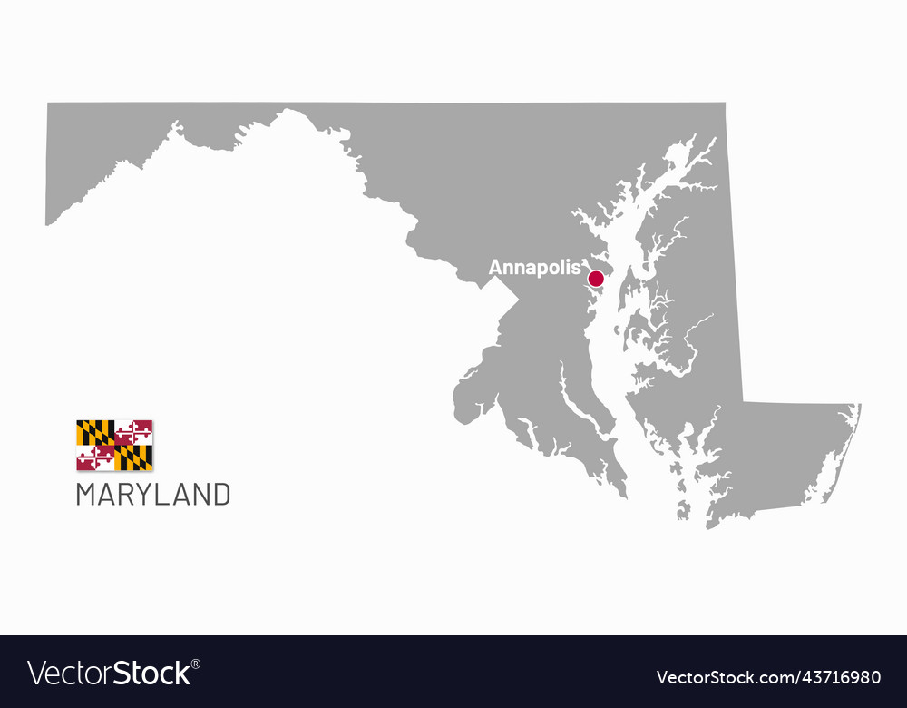 Gray map of maryland federal state usa Royalty Free Vector