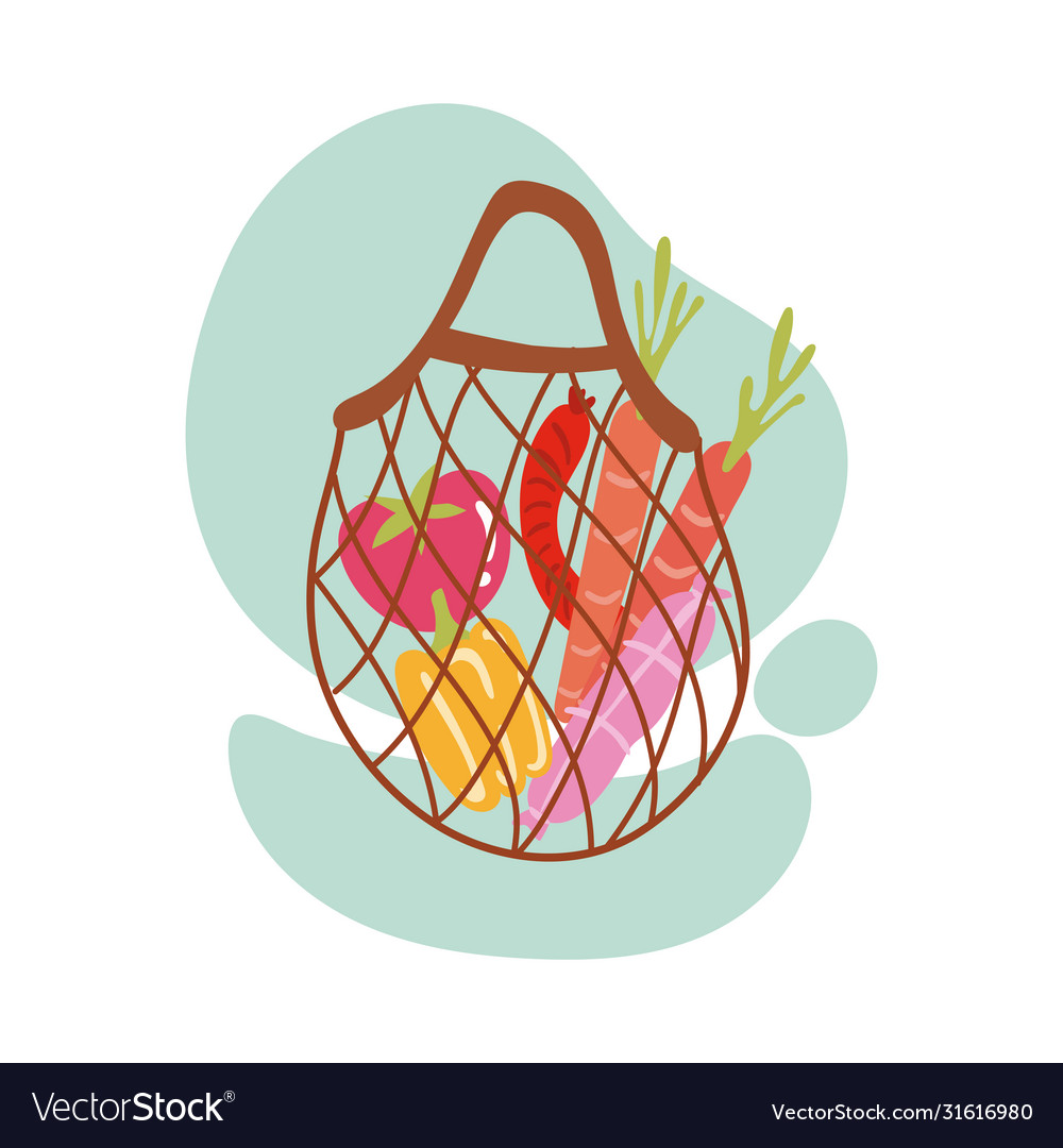 Groceries in net bag block style