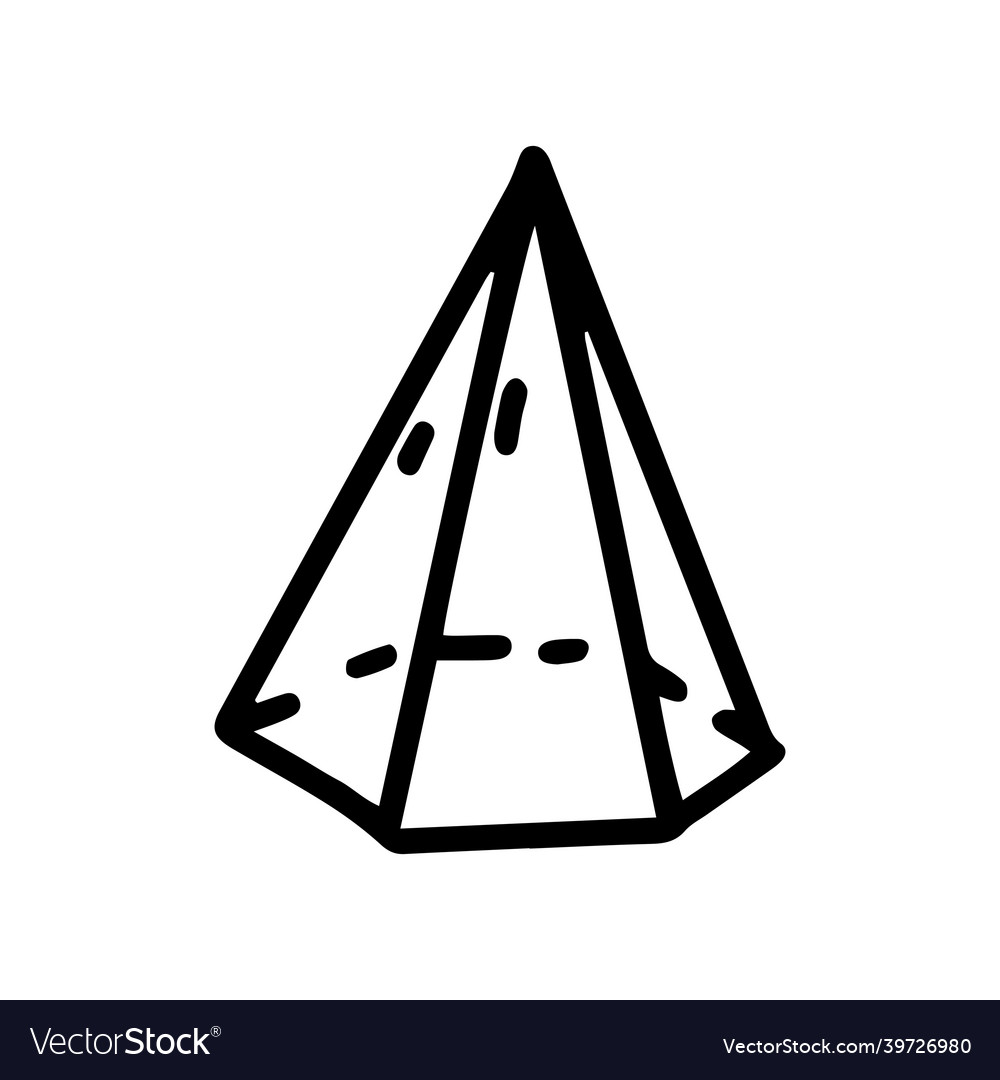 Hexagonal pyramid line doodle simple icon Vector Image