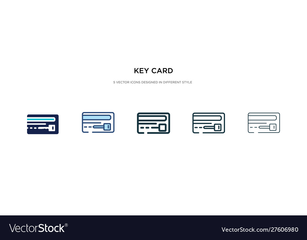 Key card icon in different style two colored