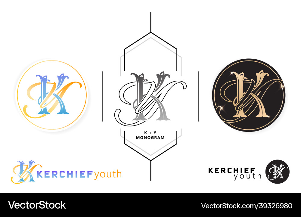 Ky initial letter and graphic name or yk Vector Image