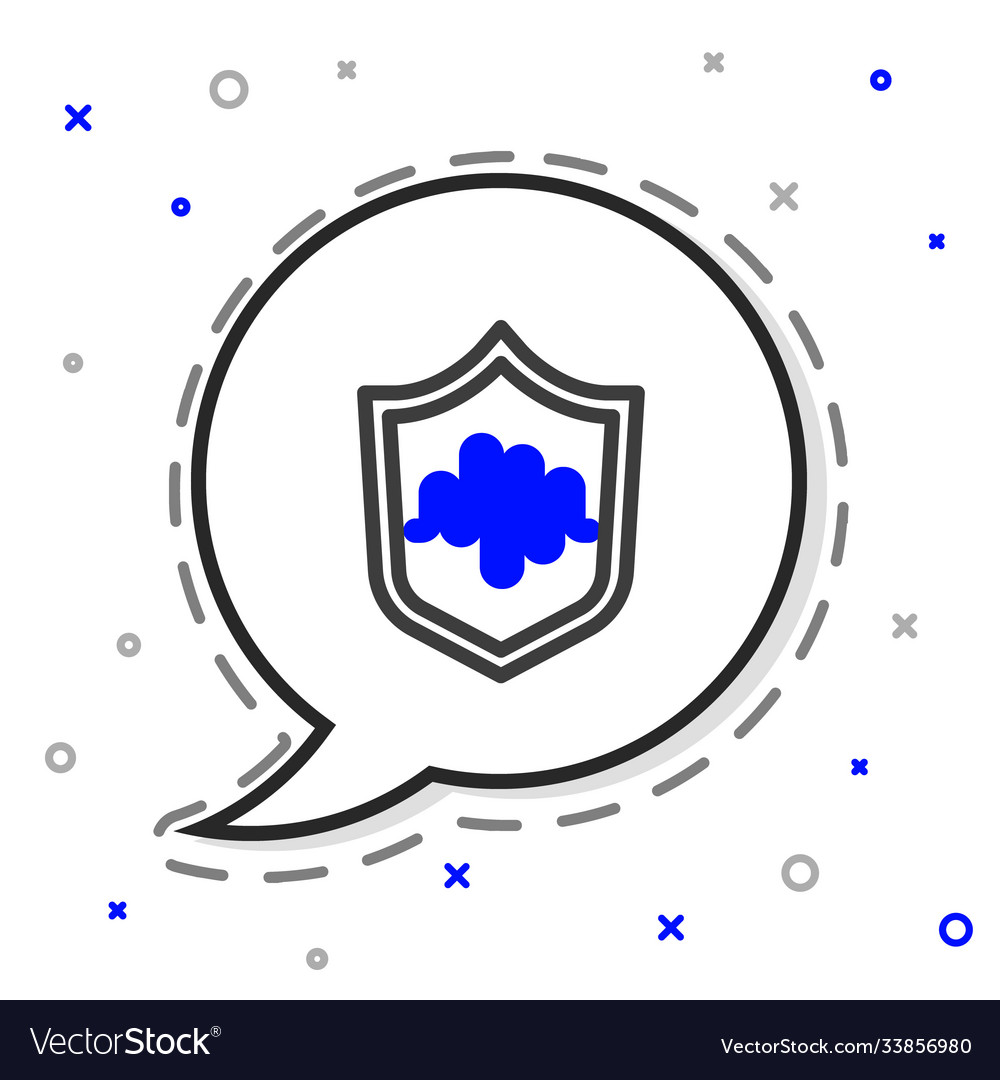 Line shield voice recognition icon isolated vector image Line shield voice recognition icon isolated