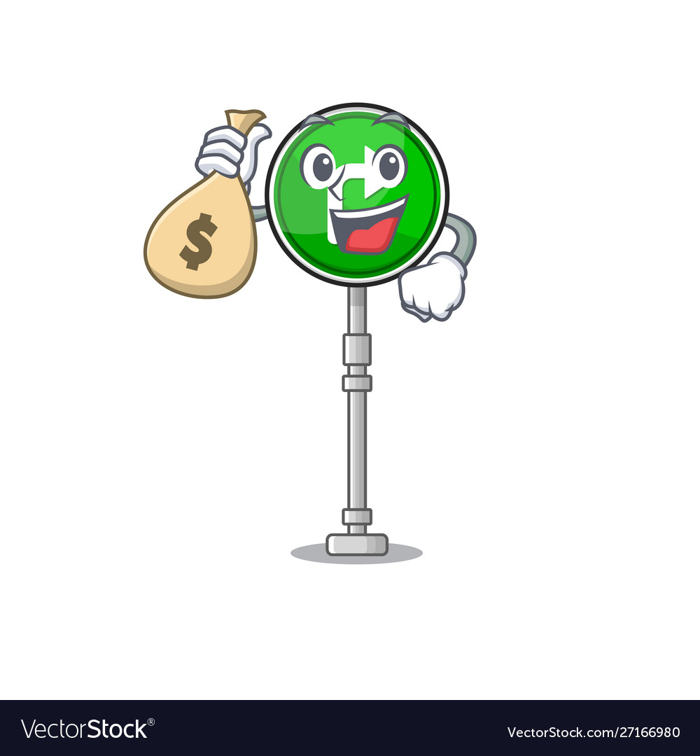 Money Bag Turn Right Mascot