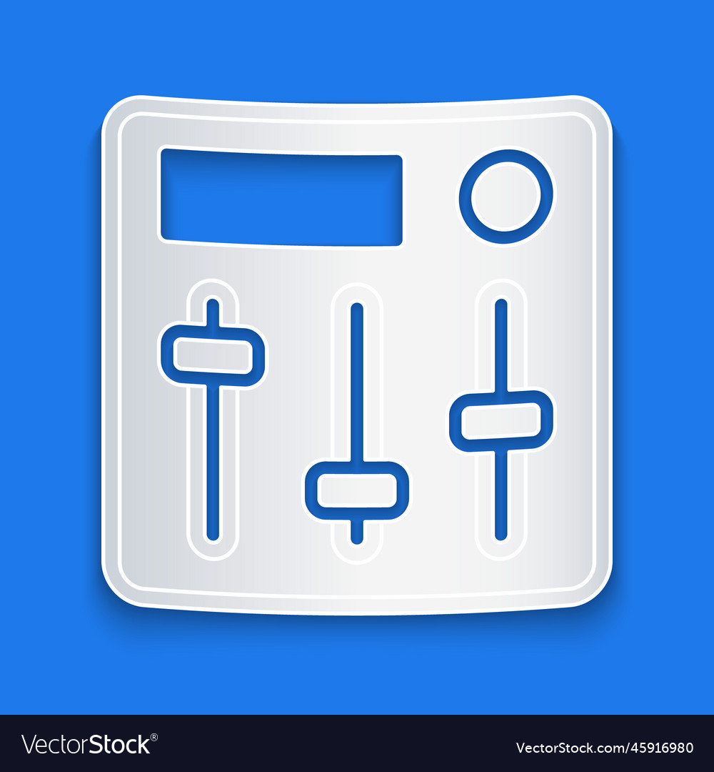 Paper cut sound mixer controller icon isolated