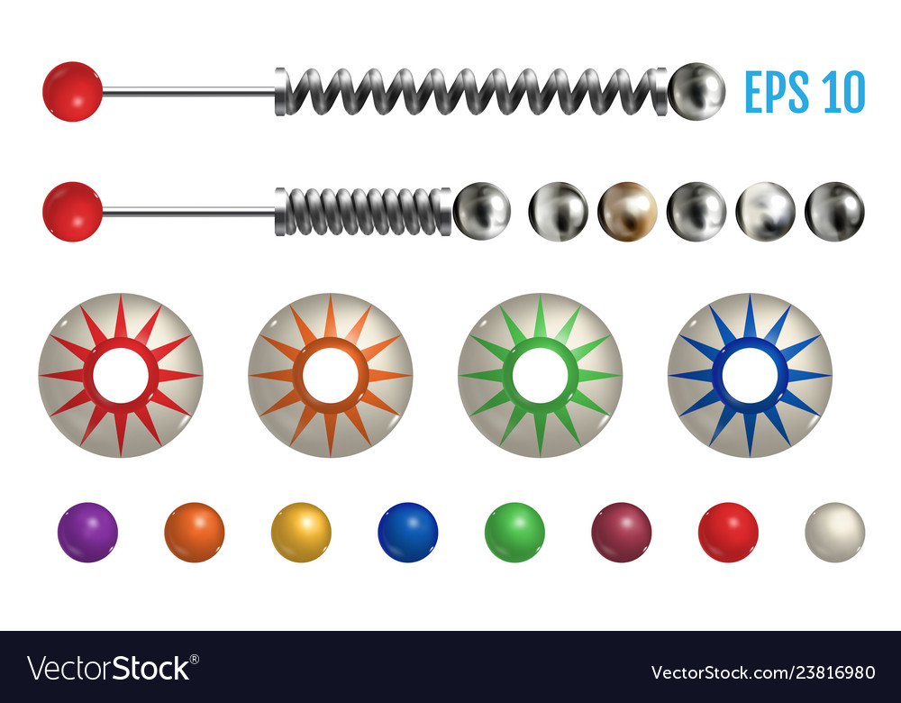 Pinball elements realistic set with different vector image Pinball elements realistic set with different