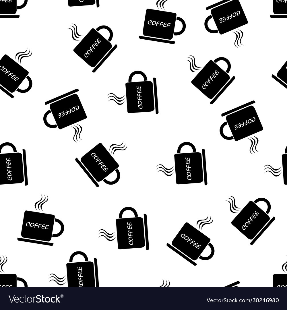 Seamless pattern with hot coffee cup flat design