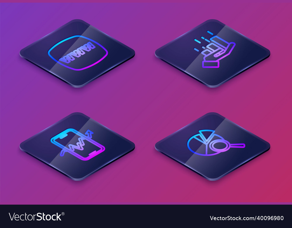 Set isometric line website template mobile stock vector image Set isometric line website template mobile stock