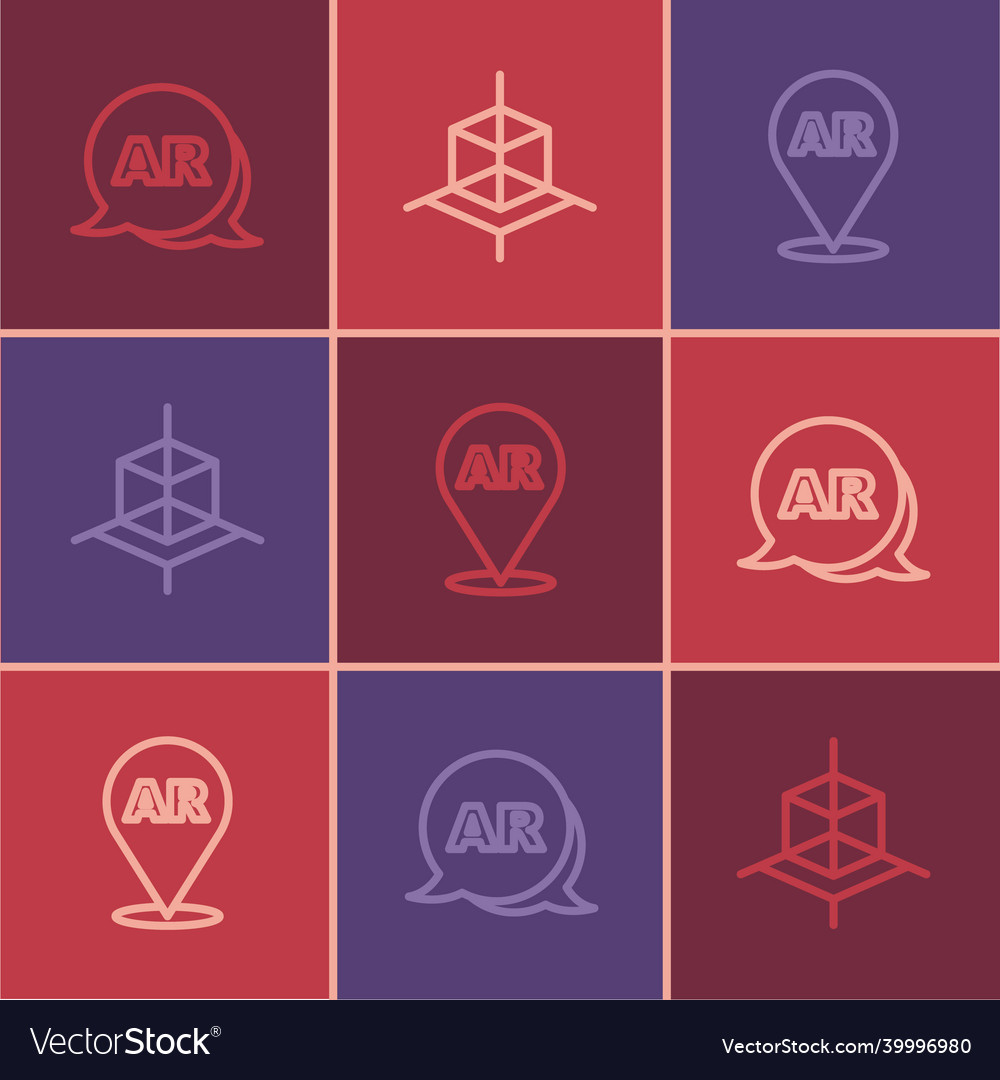 Set line augmented reality ar and 3d modeling vector image Set line augmented reality ar and 3d modeling