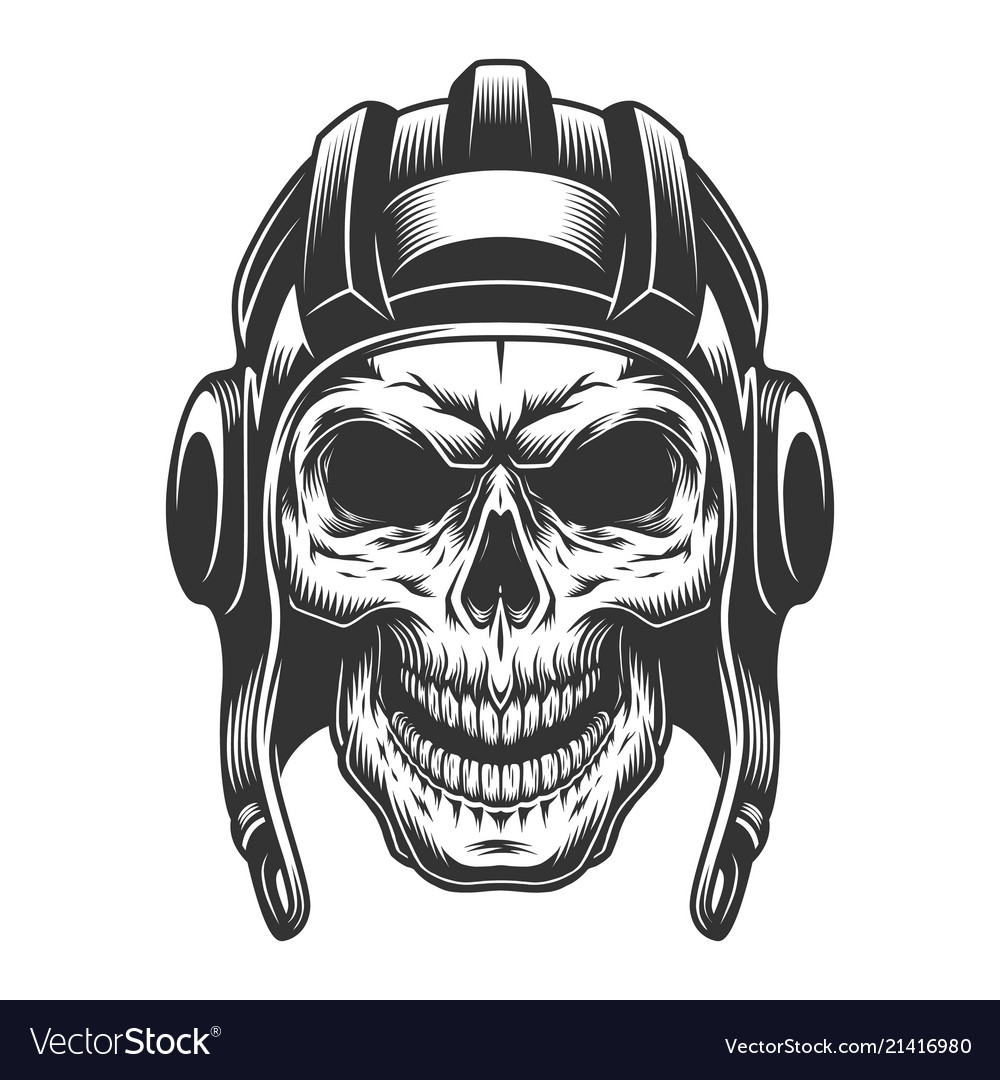 Skull in tank helmet Royalty Free Vector Image