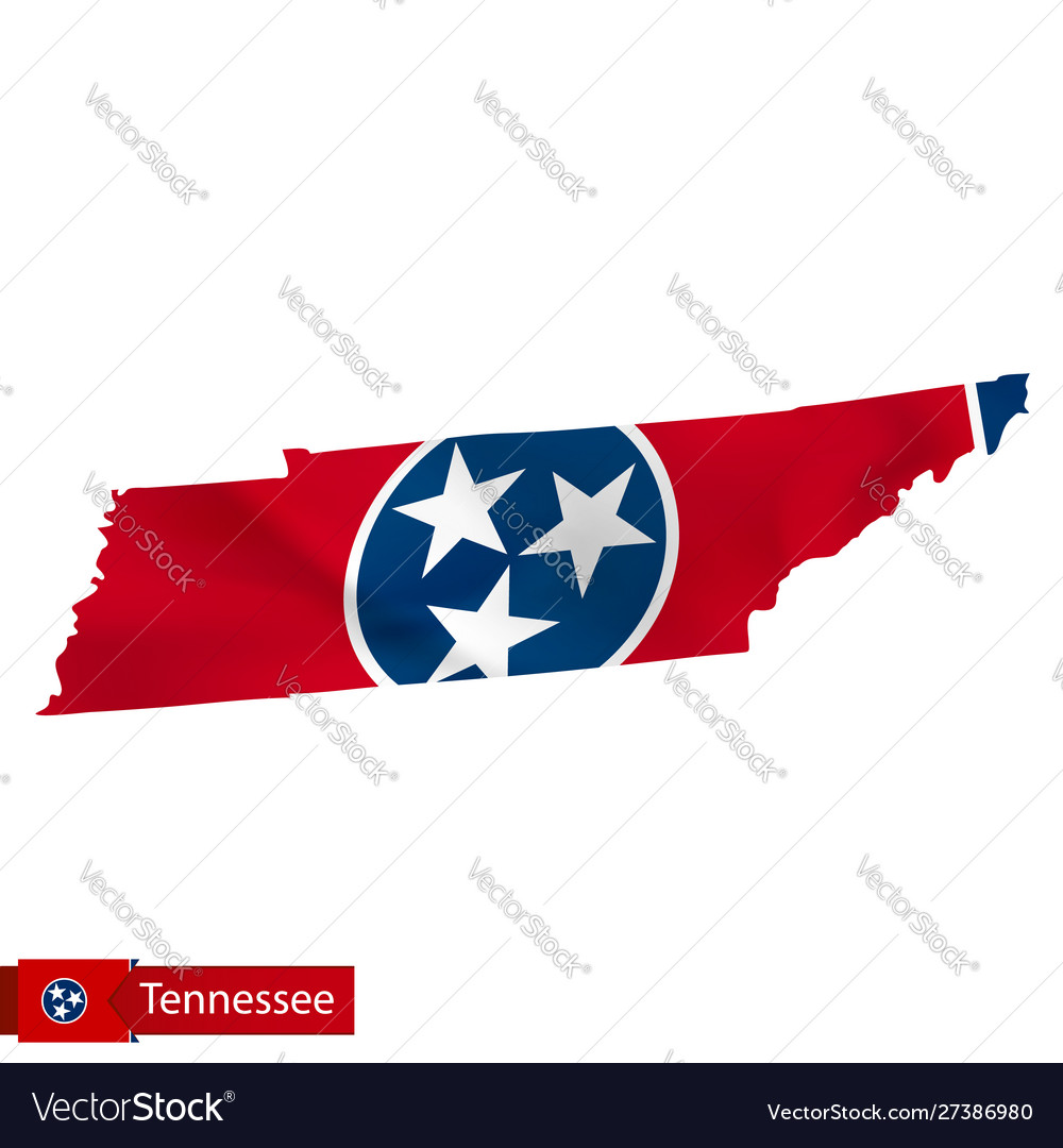 Tennessee State Map with Flag