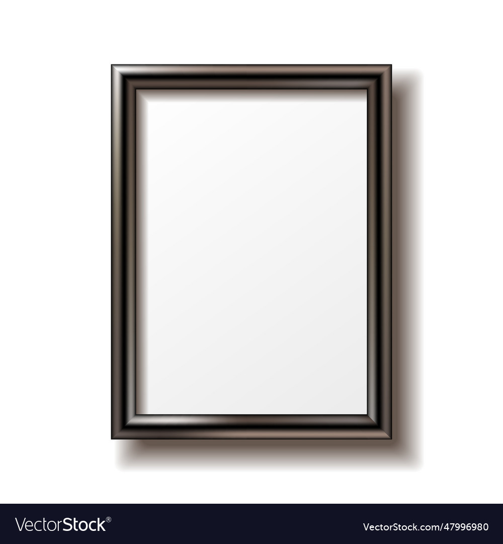 Wooden rectangular photo frame with shadow vector image Wooden rectangular photo frame with shadow