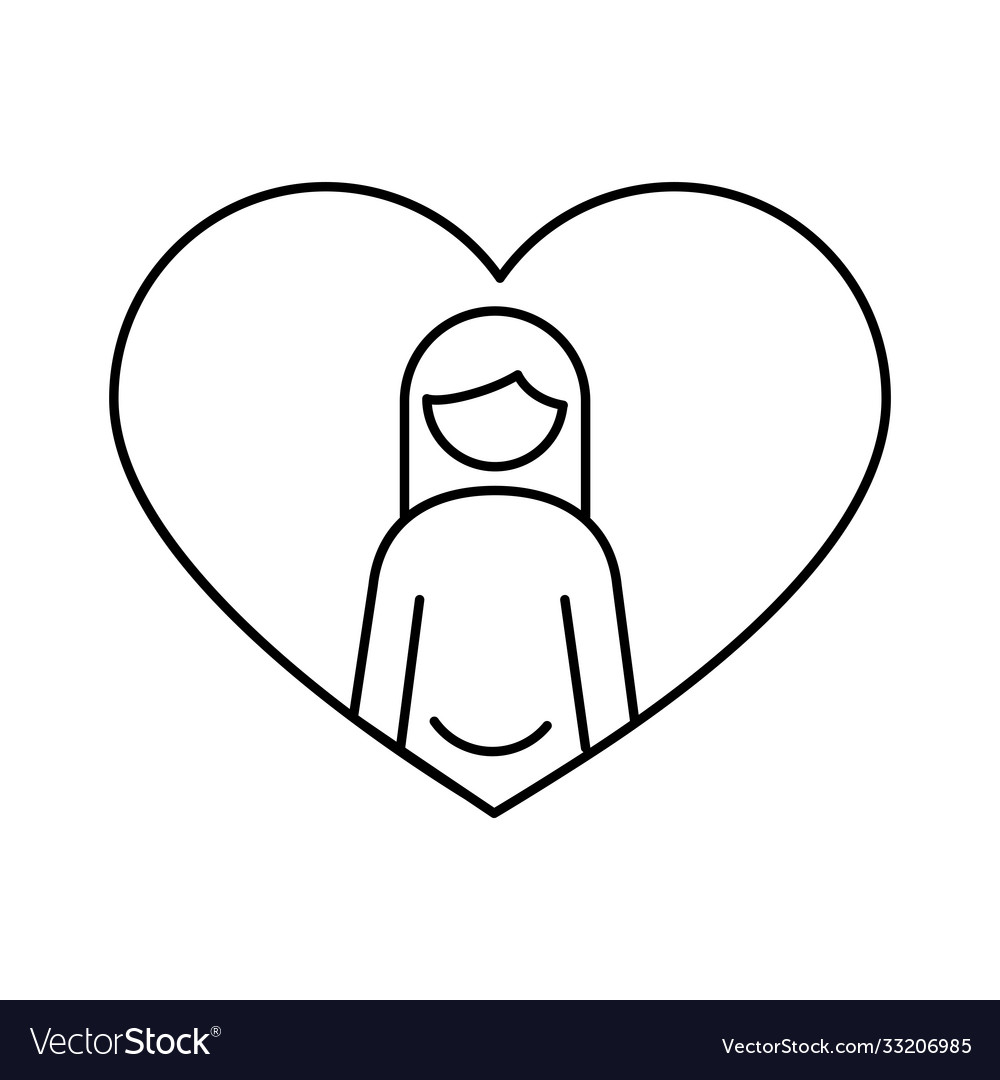 Family mother pregnancy figure in heart line style