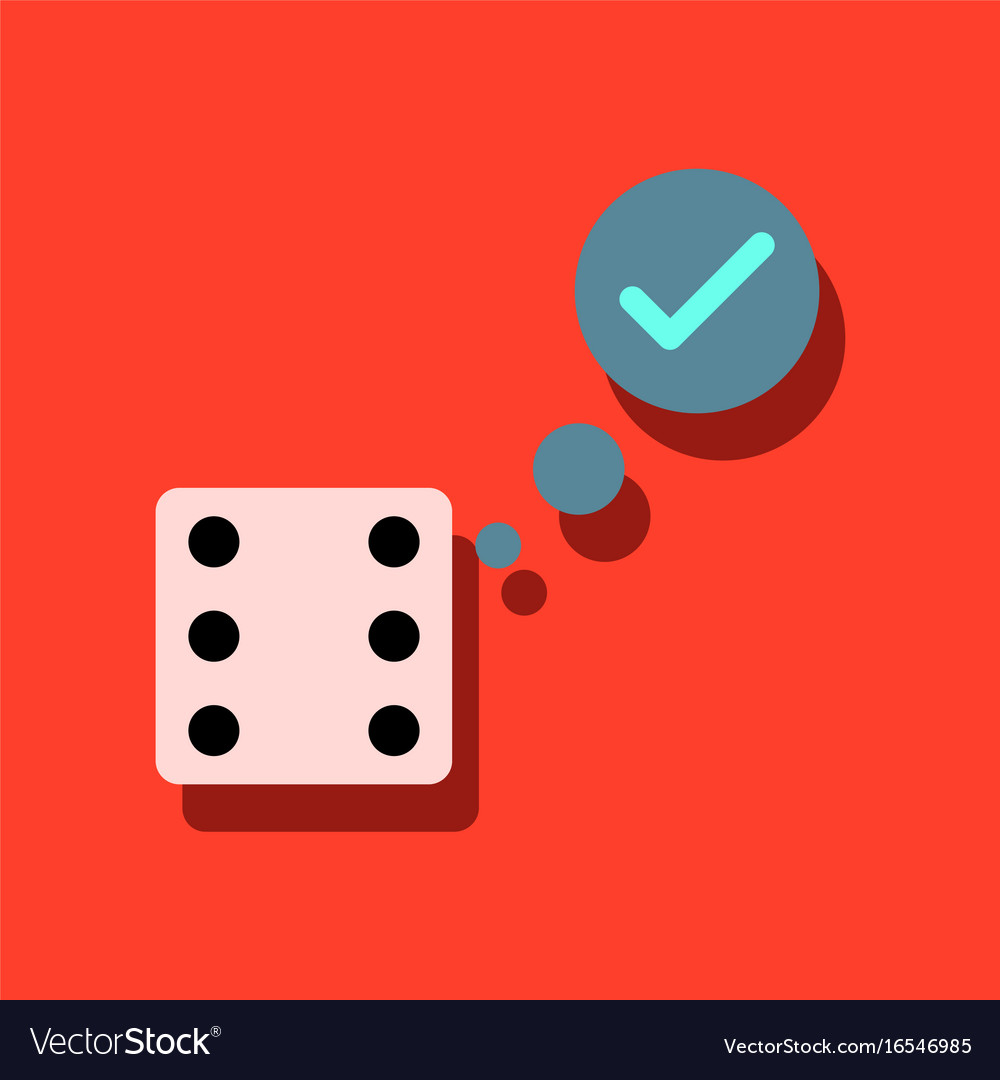 Flat icon design collection dice and check mark