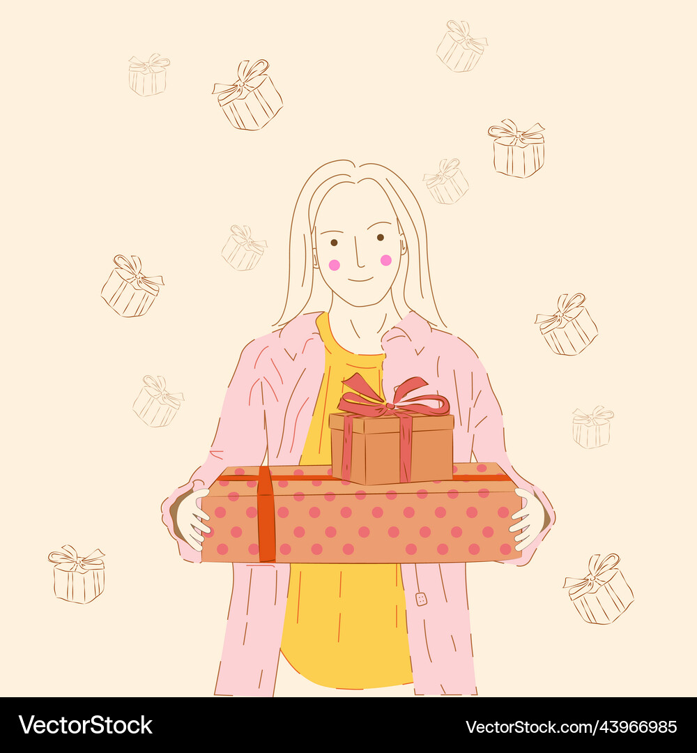 Girl gives presents Royalty Free Vector Image - VectorStock