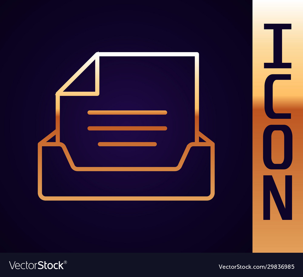 Gold line drawer with document icon isolated Vector Image Gold line drawer with document icon isolated