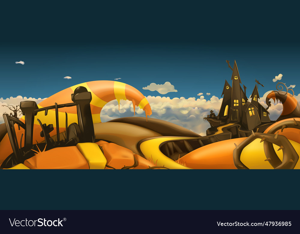 Halloween background cartoon landscape panorama