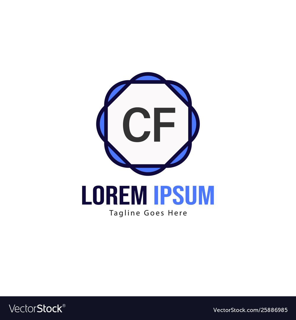 Initial cf logo template with modern frame Vector Image Initial cf logo template with modern frame
