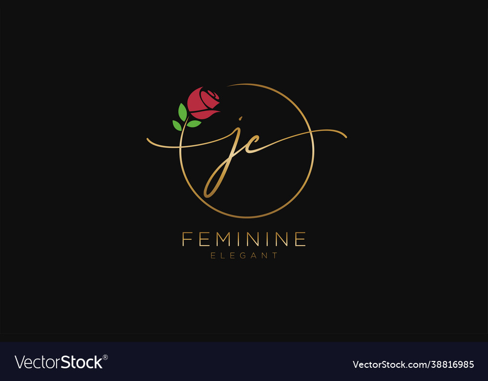 Original jc feminine logo beauty monogramm vector image Original jc feminine logo beauty monogramm