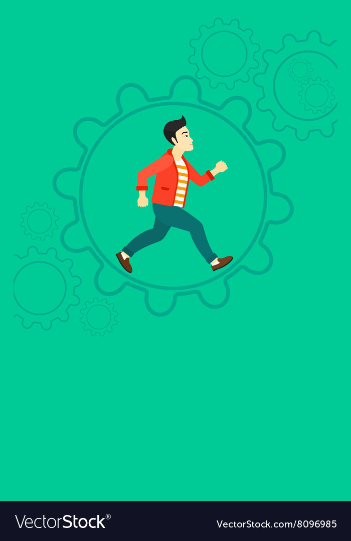 Man running inside the gear
