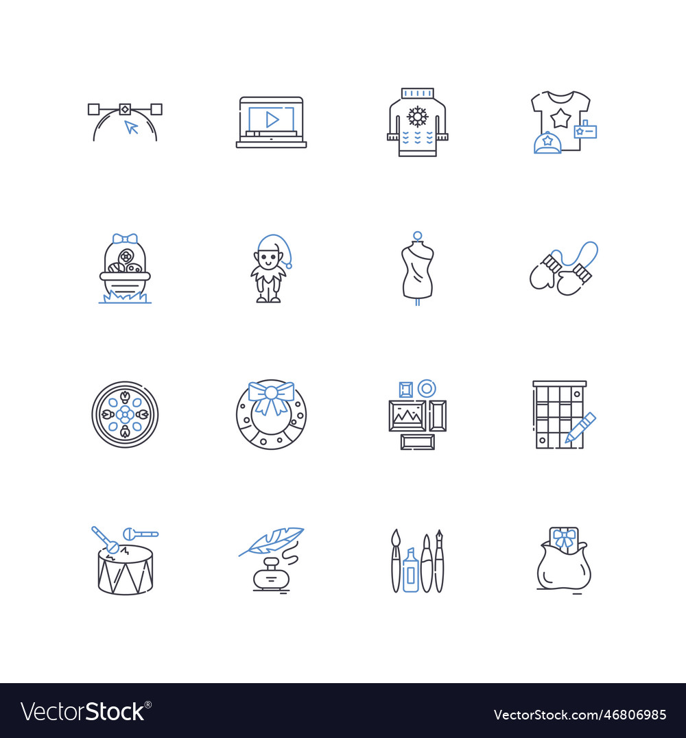 Quick thinking line icons collection adaptability