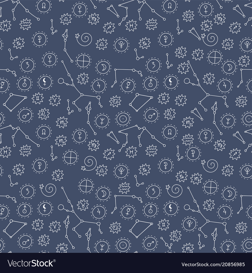 Seamless pattern with cosmos doodle vector image Seamless pattern with cosmos doodle