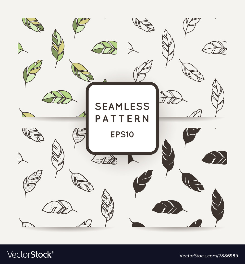Set of seamless pattern feathers doodle