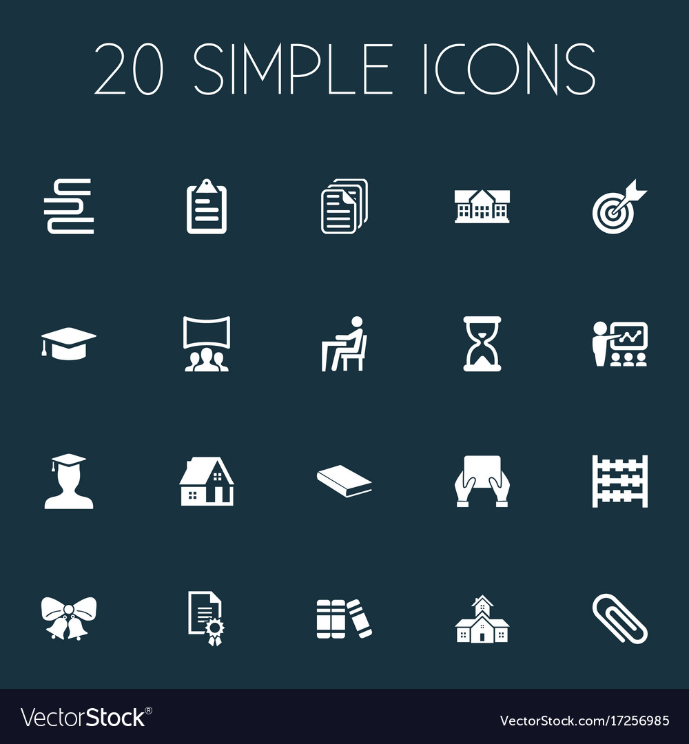 Set of simple school icons