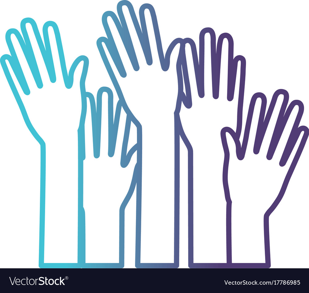 Set several arms hands gesture on gradient color